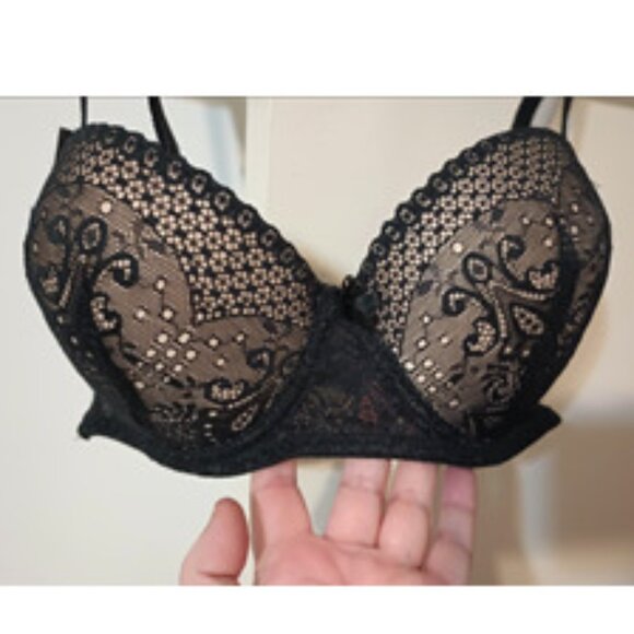 NWT~ TAHARI Women's Black Multi-Way Lift Bra with Lacey Mesh Panels (Size: 38C) - Picture 5 of 5